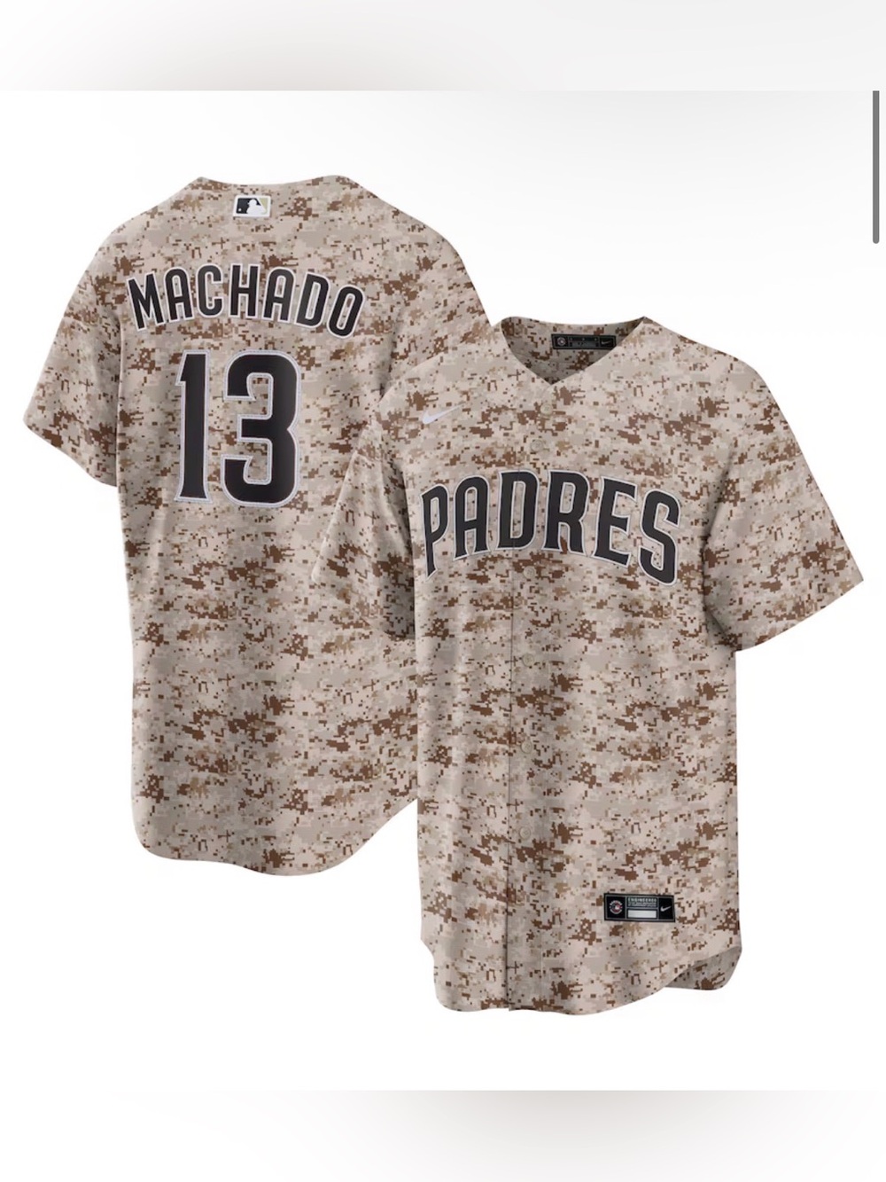 Nike Authentic San Diego Padres Manny Machado #13 Camo MLB Jersey Men’s Sz: M - Picture 5 of 9